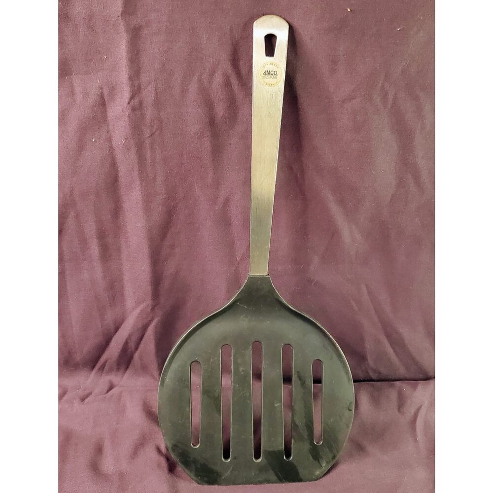 Vintage Spatula Amco Nylon Slotted Stainless Giant Pancake Spatula #8641